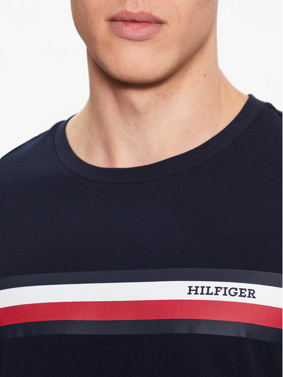 Tommy Hilfiger Tommy Hilfiger Longsleeve Monotype Chest Stripe MW0MW32366 Dunkelblau Slim Fit