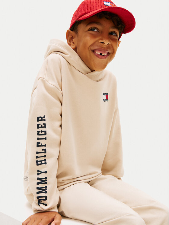 Tommy Hilfiger Tommy Hilfiger Pulóver Wavy Flag KB0KB10319 Bézs Regular Fit