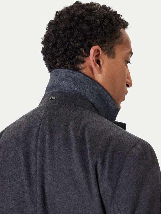 BOSS BOSS Вълнено палто Hyde 50549187 Сив Slim Fit