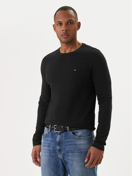 Tommy Hilfiger Tommy Hilfiger Longsleeve Stretch Tee MW0MW10804 Negru Slim Fit