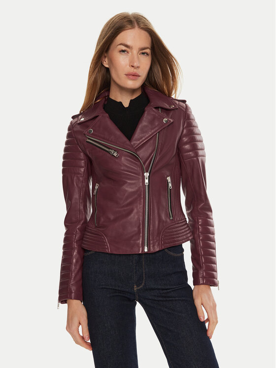 Serge Pariente Serge Pariente Lederjacke Hipster Girl Dunkelrot Regular Fit