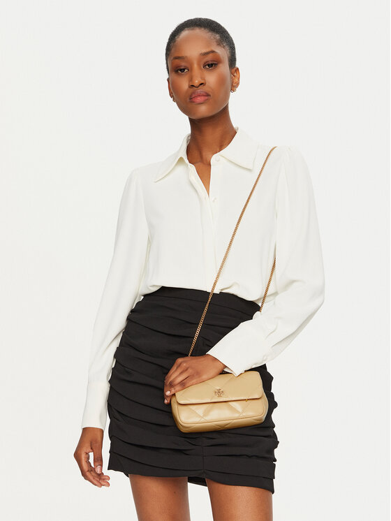 Tory Burch Tory Burch Kabelka Kira Diamond Quilt Pave Mini Flap Bag 161913 Béžová