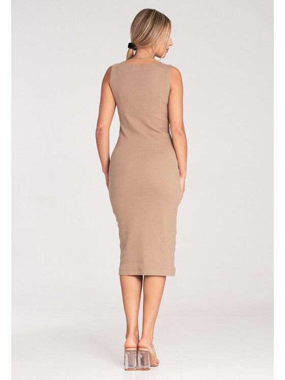 FIGL FIGL Sukienka codzienna M1053 Beżowy Fitted Fit