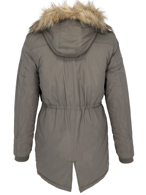 Perso Perso Zimní bunda typu parka z kapturem Khaki Regular Fit