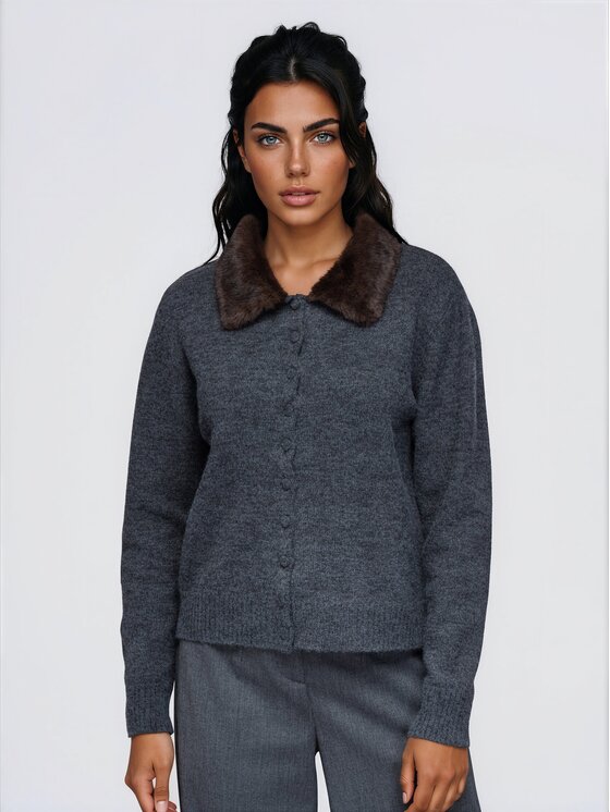 Ombre Ombre Svetr OW-SW-E0069 Šedá Regular Fit