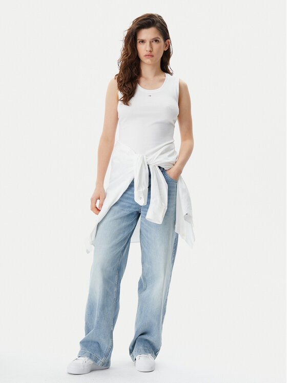 Tommy Jeans Tommy Jeans Top Essential DW0DW20673 Bijela Slim Fit