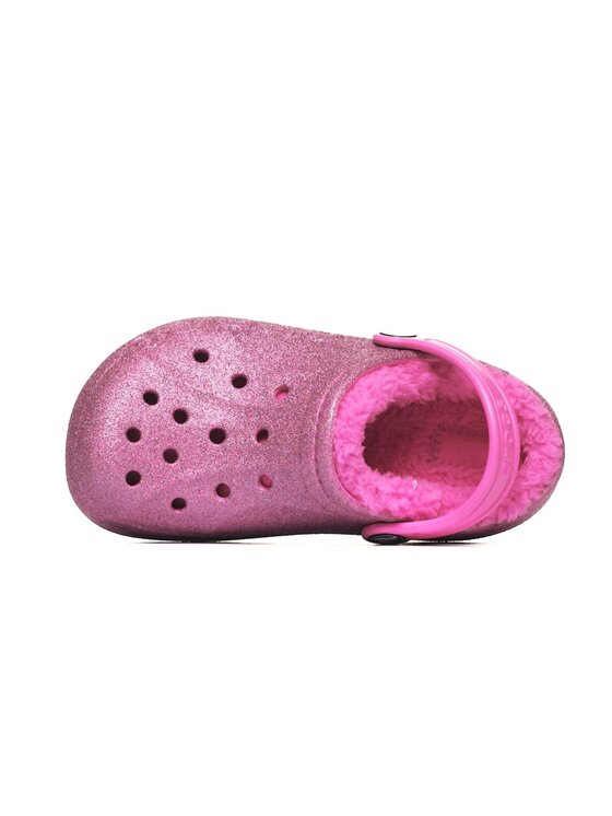 Crocs Crocs Klapki Baya Lined Glitter Clog K Różowy