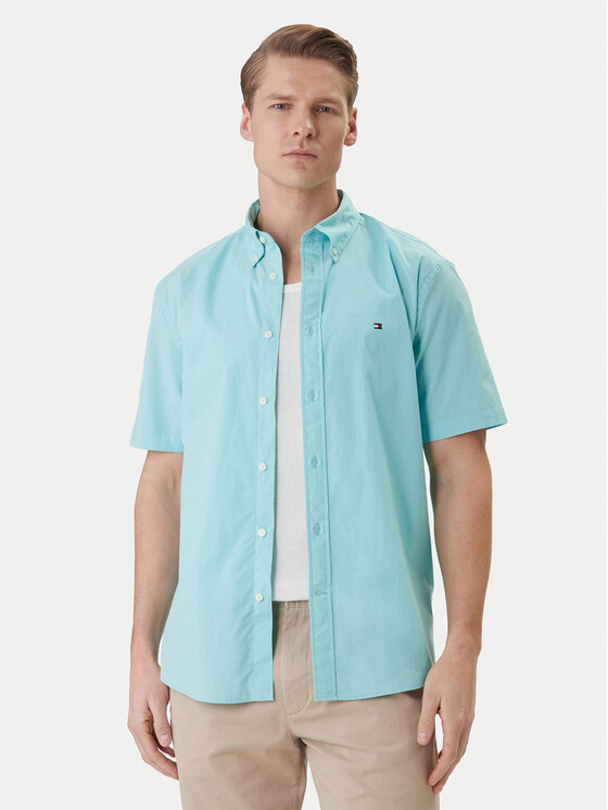 Tommy Hilfiger Tommy Hilfiger Hemd MW0MW42630 Türkisfarben Regular Fit