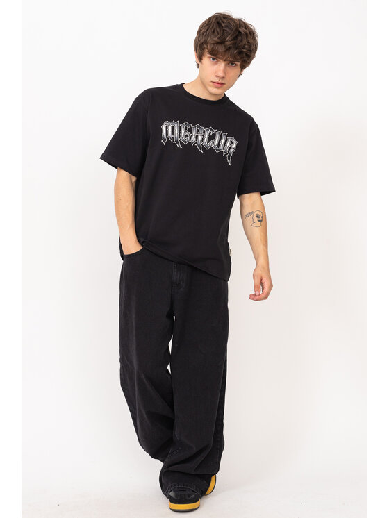 Mercur Mercur T-Shirt Gothic Czarny Comfortable Fit