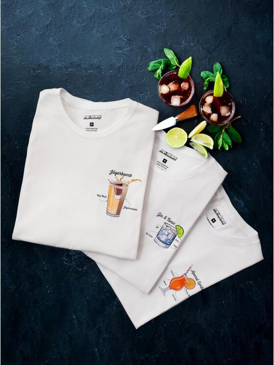 MyStars MyStars T-Shirt Zestaw 3 T-Shirtów MyStars Drink Biały XL Biały Regular Fit