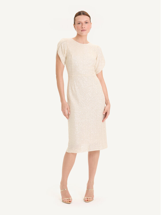 KMX KMX Sukienka koktajlowa 925900001 Beżowy Fitted Fit