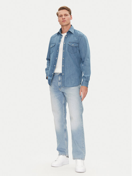 Tommy Hilfiger Tommy Hilfiger džínová košile MW0MW39903 Modrá Regular Fit
