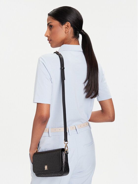 Tommy Hilfiger Tommy Hilfiger Дамска чанта Th Icon Conv Crossover Mono AW0AW18002 Черен