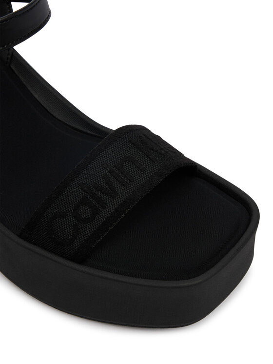 Calvin Klein Calvin Klein Sandale Wedge 70 Sndl Webbing Lth HW0HW02882 Negru