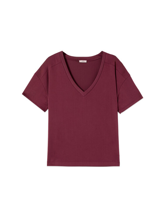 Oltre Oltre T-shirt G304J104765N036 Bordeaux Regular Fit