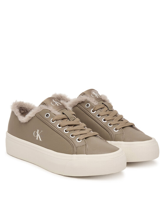 Calvin Klein Calvin Klein Laisvalaikio batai Vulc Flatf Laceup Lth Fur HW0HW03235 Smėlio