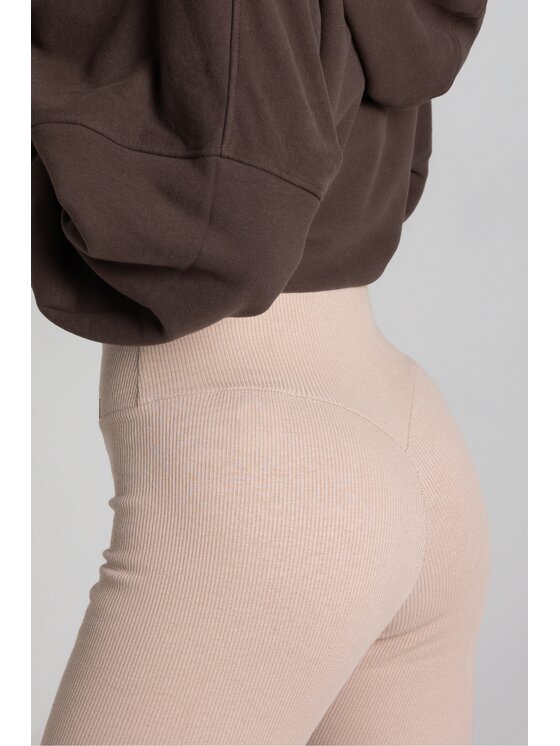 Chiara Wear Chiara Wear Legginsy push-up prążek Beżowy Extra Slim Fit