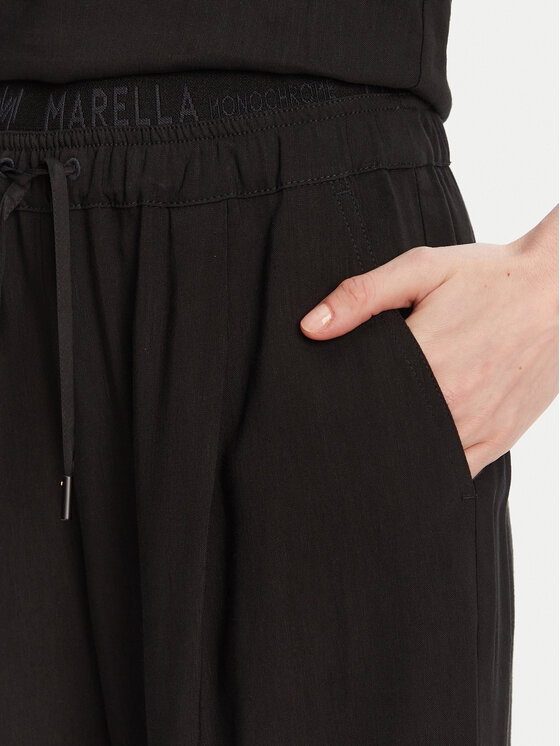 Marella Marella Kalhoty z materiálu Fred 2513131085 Černá Wide Leg