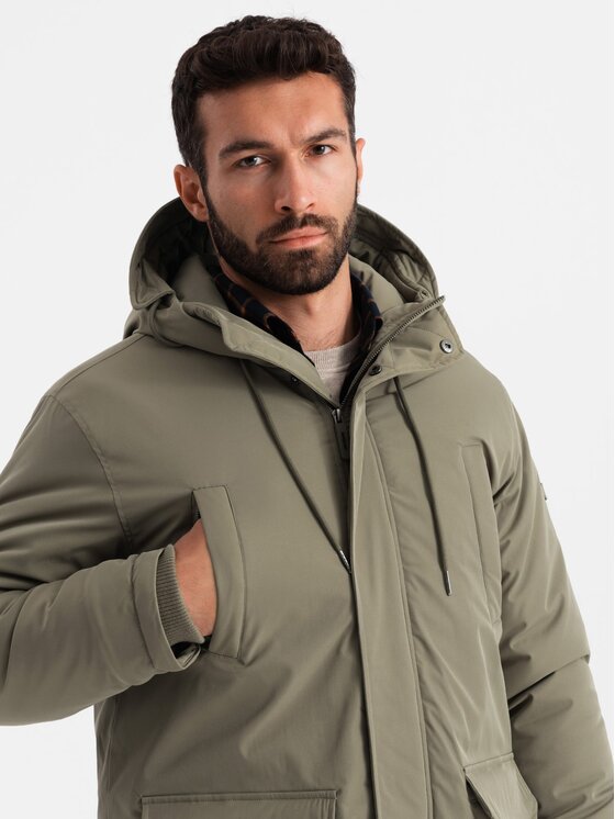 Ombre Ombre Parka OM-JALJ-0166 Khaki Regular Fit