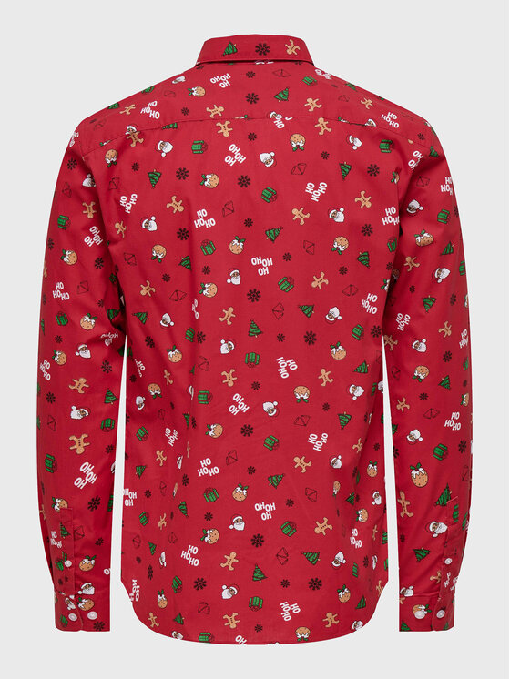 Only & Sons Only & Sons Koszula Xmas 22023582 Czerwony Slim Fit