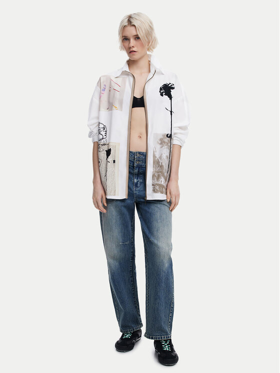 Desigual Desigual Cămașă Recortes 25SWCW23 Alb Relaxed Fit