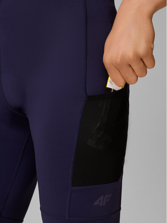 4F 4F Szorty rowerowe ALTERNATIVE PATH Granatowy Slim Fit