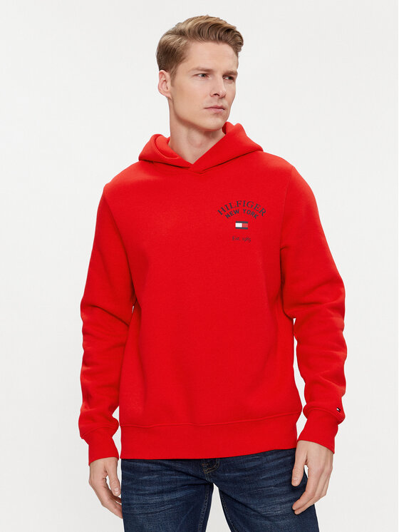 Tommy Hilfiger Sweatshirt Arched Varsity Hoody MW0MW33641 Rot Regular Fit Modivo