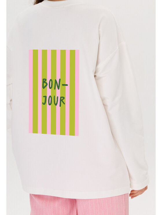 Mirons Mirons Longsleeve Print Biały Oversize