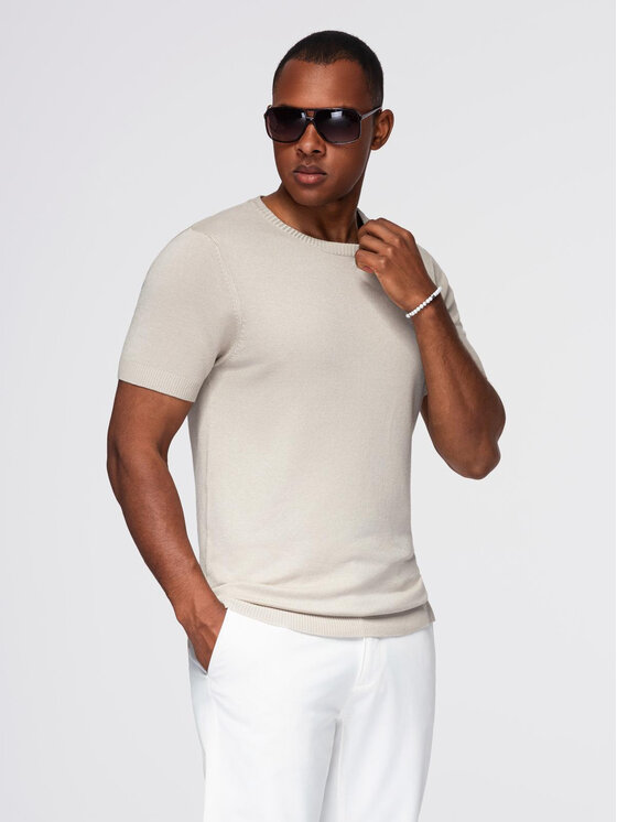 Ombre Ombre T-Shirt OM-TSCT-0252 Szary Regular Fit