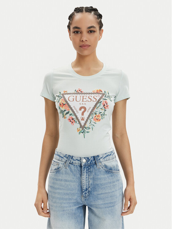 Guess Guess Tričko W4GI24 J1314 Modrá Slim Fit