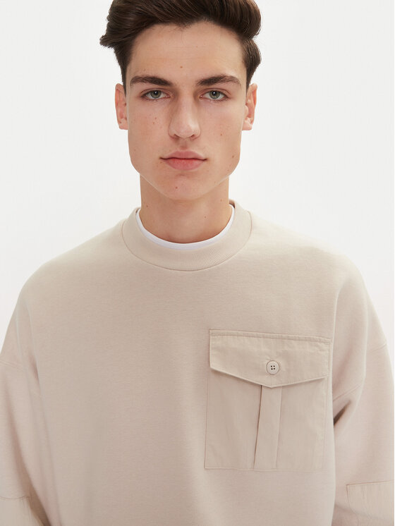 Champion Champion Pulóver 220421 Ekru Loose Fit