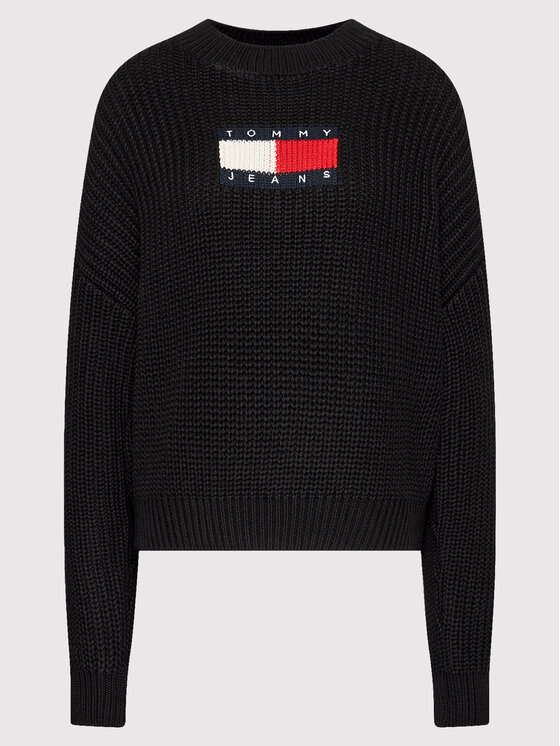 Tommy Jeans Maglione Tjw Center Flag DW0DW11001 Nero Relaxed Fit • Modivo.it