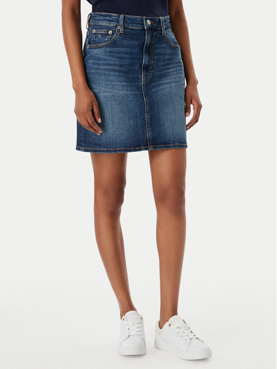 Tommy Jeans Fustă de blugi DW0DW22714 Albastru Straight Fit