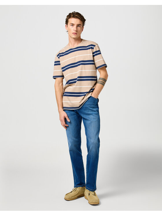 Wrangler Wrangler T-Shirt STRIPE TEE 112362785 Beżowy Regular Fit