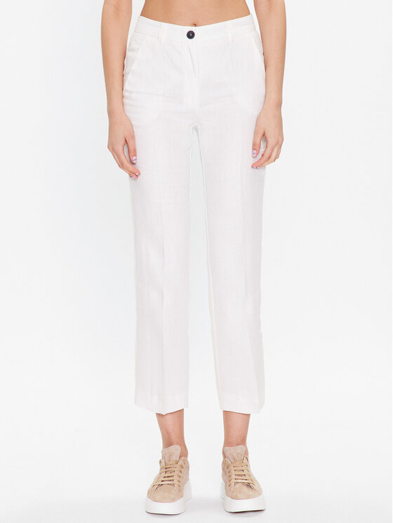 Marella Marella Kalhoty z materiálu Livorno 2331311832 Bílá Slim Fit