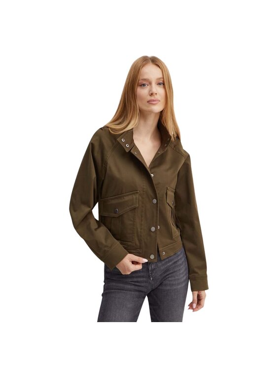 Guess Guess Kurtka damska giubbino donna Is manuela Zielony Cropped Fit
