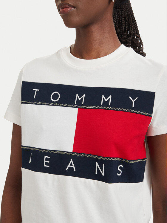 Tommy Jeans Tommy Jeans Marškinėliai Flag DW0DW22818 Balta Regular Fit