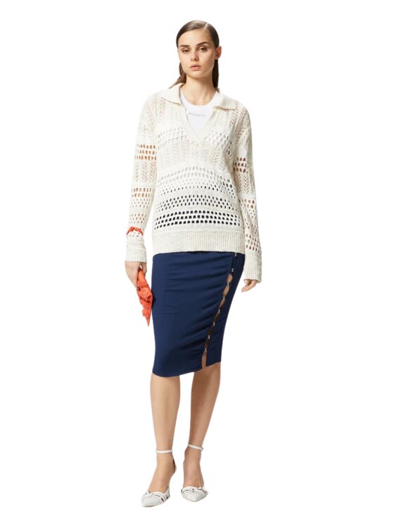 PINKO PINKO Sweter Gorzano maglia cotton Biały Over Fit