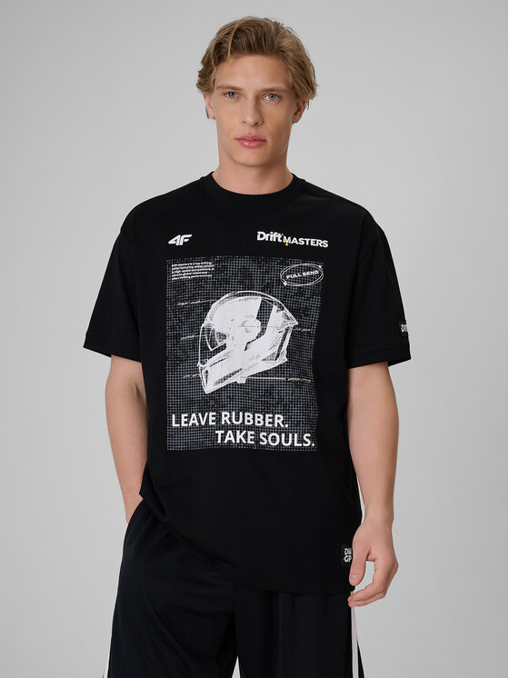 4F 4F T-Shirt MOTOSPORTS 2026 Czarny Loose Fit