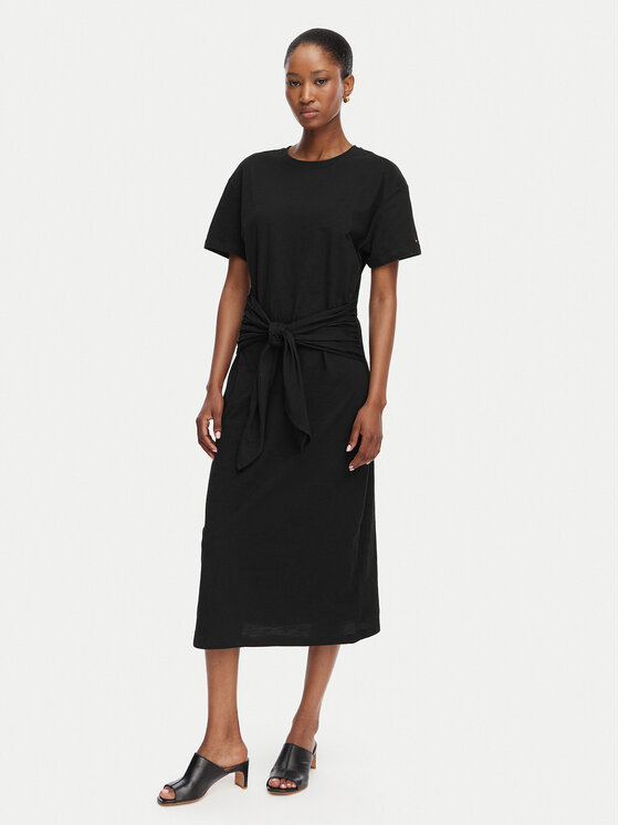 Tommy Hilfiger Tommy Hilfiger Kleid für den Alltag WW0WW48747 Schwarz Relaxed Fit