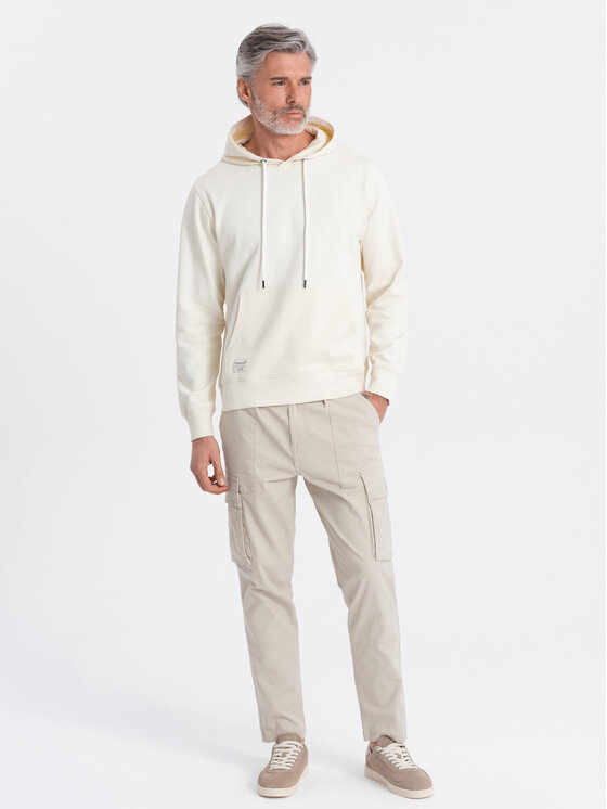 Ombre Ombre Mikina OM-SSBN-0177 Écru Classic Fit