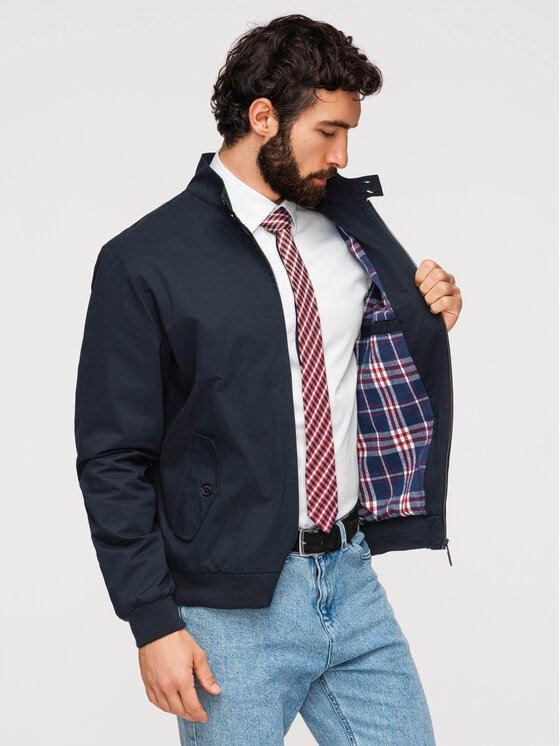 Ombre Ombre Kurtka przejściowa OM-JANP-0326 Granatowy Regular Fit
