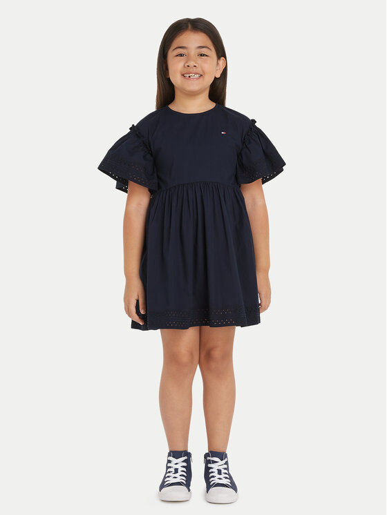 Tommy Hilfiger Rochie de zi Anglaise KG0KG08029 Bleumarin Regular Fit