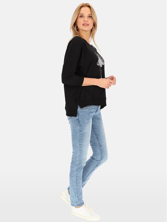 Perso Perso T-Shirt TLE240511F Czarny Regular Fit