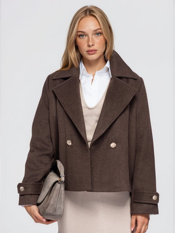 Ombre Ombre Płaszcz przejściowy OW-COLC-0121 Brązowy Oversize