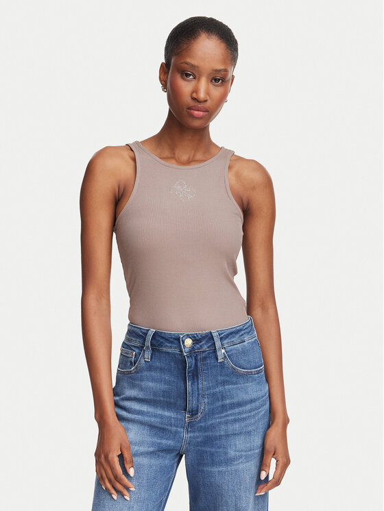 Guess топ W6RP39 KD092 Тъмнобежов Regular Fit