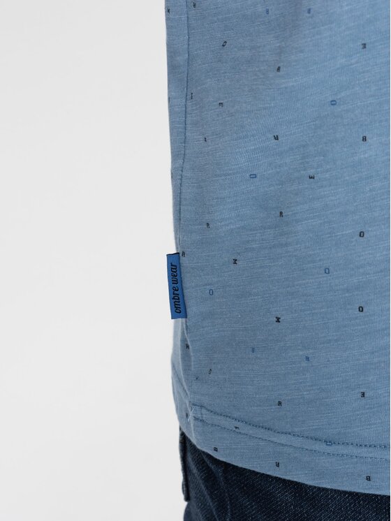Ombre Ombre T-Shirt OM-TSFP-0185 Modrá Regular Fit
