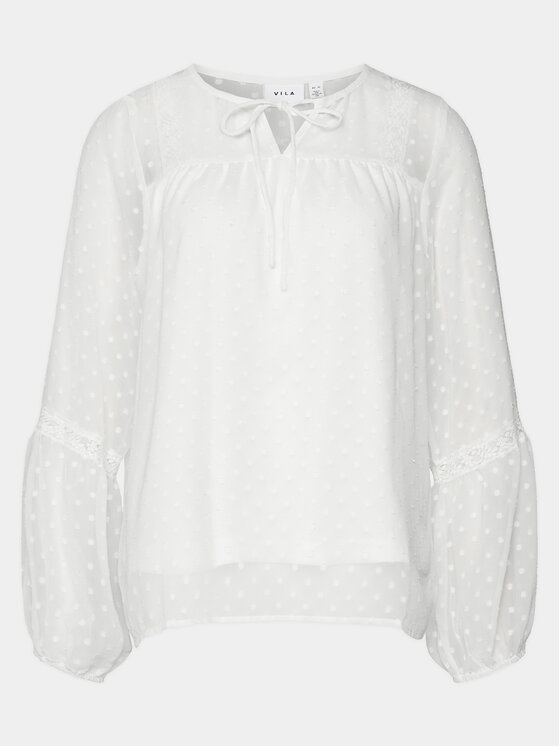 Vila Vila Bluza Edee 14079577 Bela Regular Fit