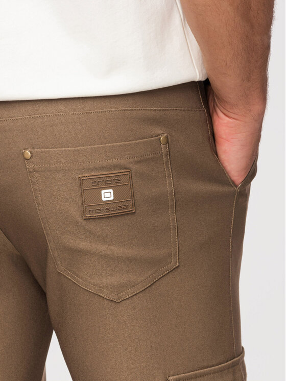 Ombre Ombre Spodnie materiałowe P1515 Khaki Regular Fit