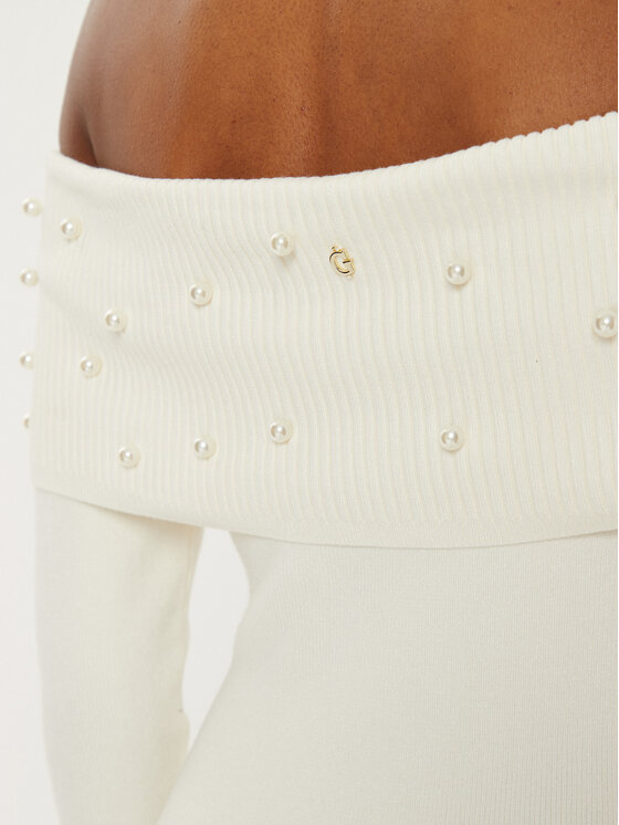 Guess Guess Sukienka dzianinowa W5RK0G Z2YJ2 Écru Regular Fit